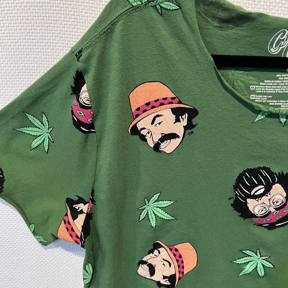 Cheech & Chong Graphic T-Shirt Green Marijuana Leaf Comedy Unisex - ALTERED - Picture 2 of 8